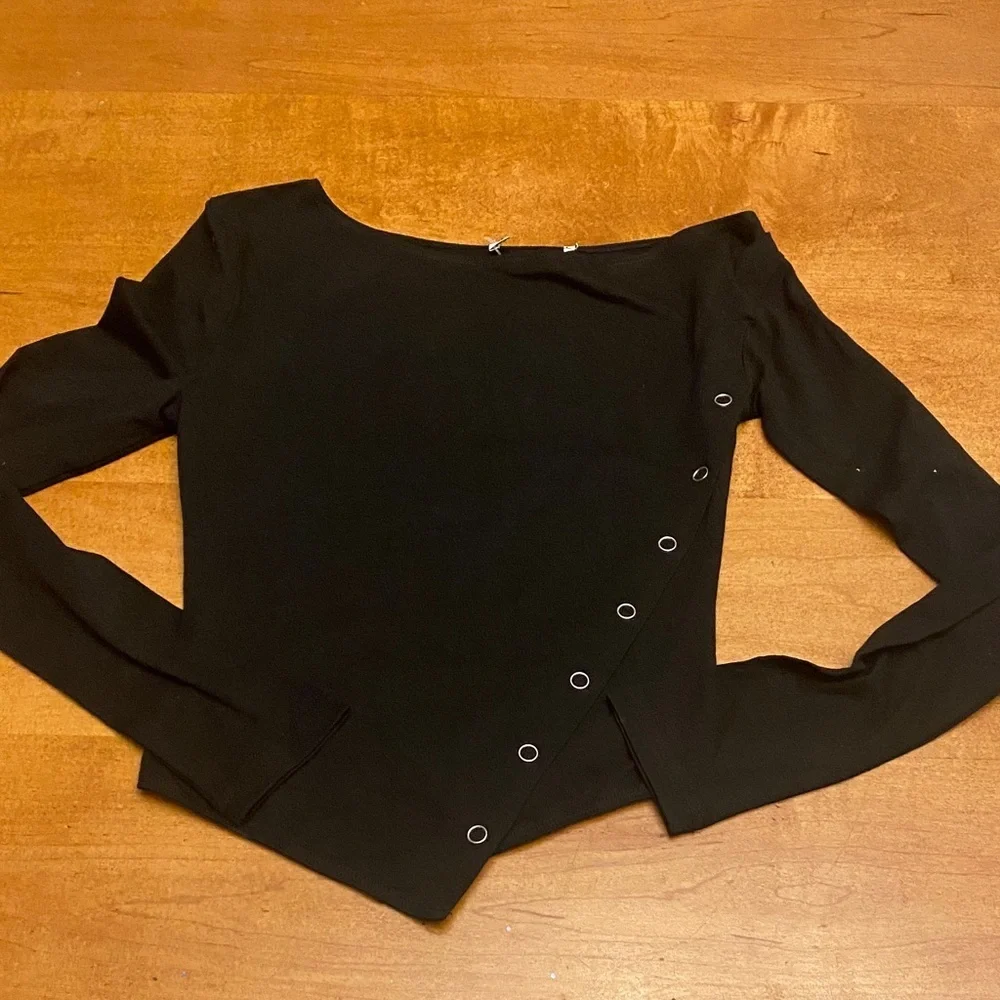 Princess Polly Black Asymmetrical Long Sleeve Top